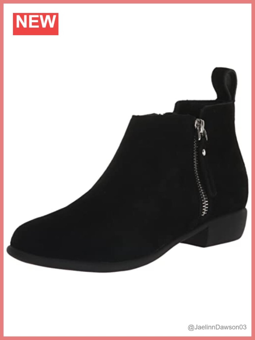 Faux Leather Suede Ankle Bootie Round Toe Zip Flat Diamond Flex Sole
